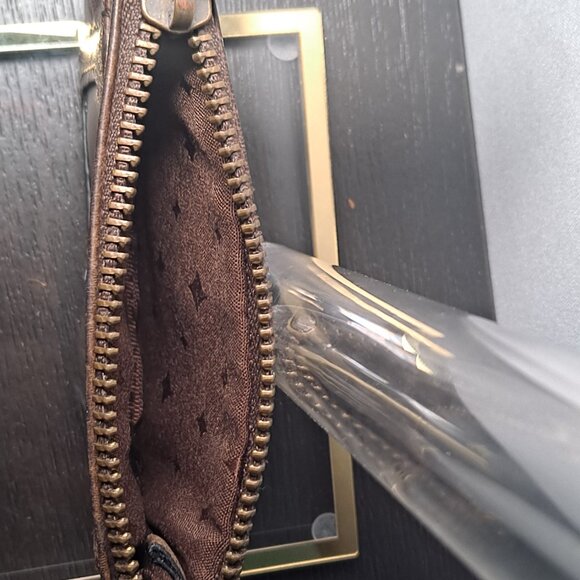 Fossil Leather Key Chain Id Coin Purse Credit Card Holder Burgundy Zip Button - Picture 4 of 4